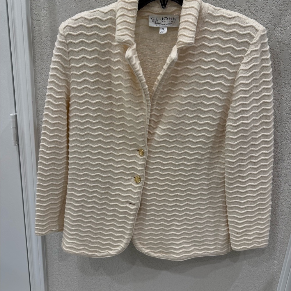 St. John Collection Ivory Wave Pattern Blazer - image 1